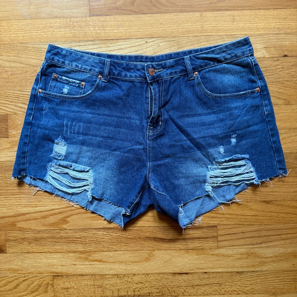 Women's Distressed Blue Jean Cutoff Shorts size XXL